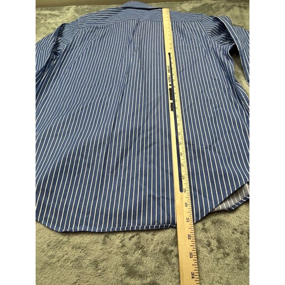 Banana Republic Mens Large Blue Striped Button-Down Dress Shirt - Picture 5 of 9